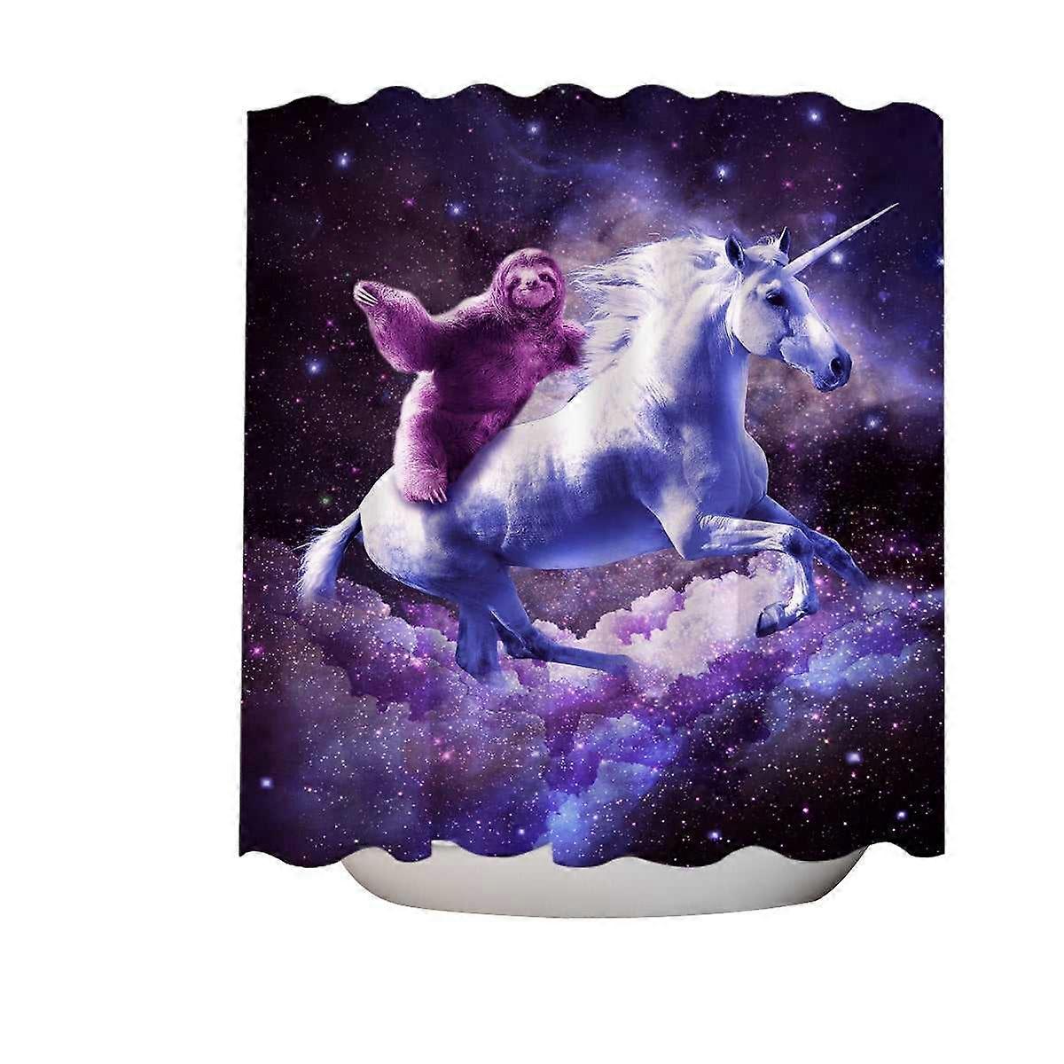 Awesome Funny Space Sloth Riding Unicorn Shower Curtain