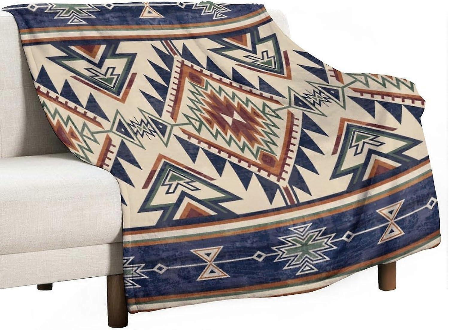 Native Throw Blanket, Southwest Tribal Aztec Pattern Vintage Abstract Ethnic Geometric Print Couch Sofa Bed Plush Throw Blanket 30"x40"