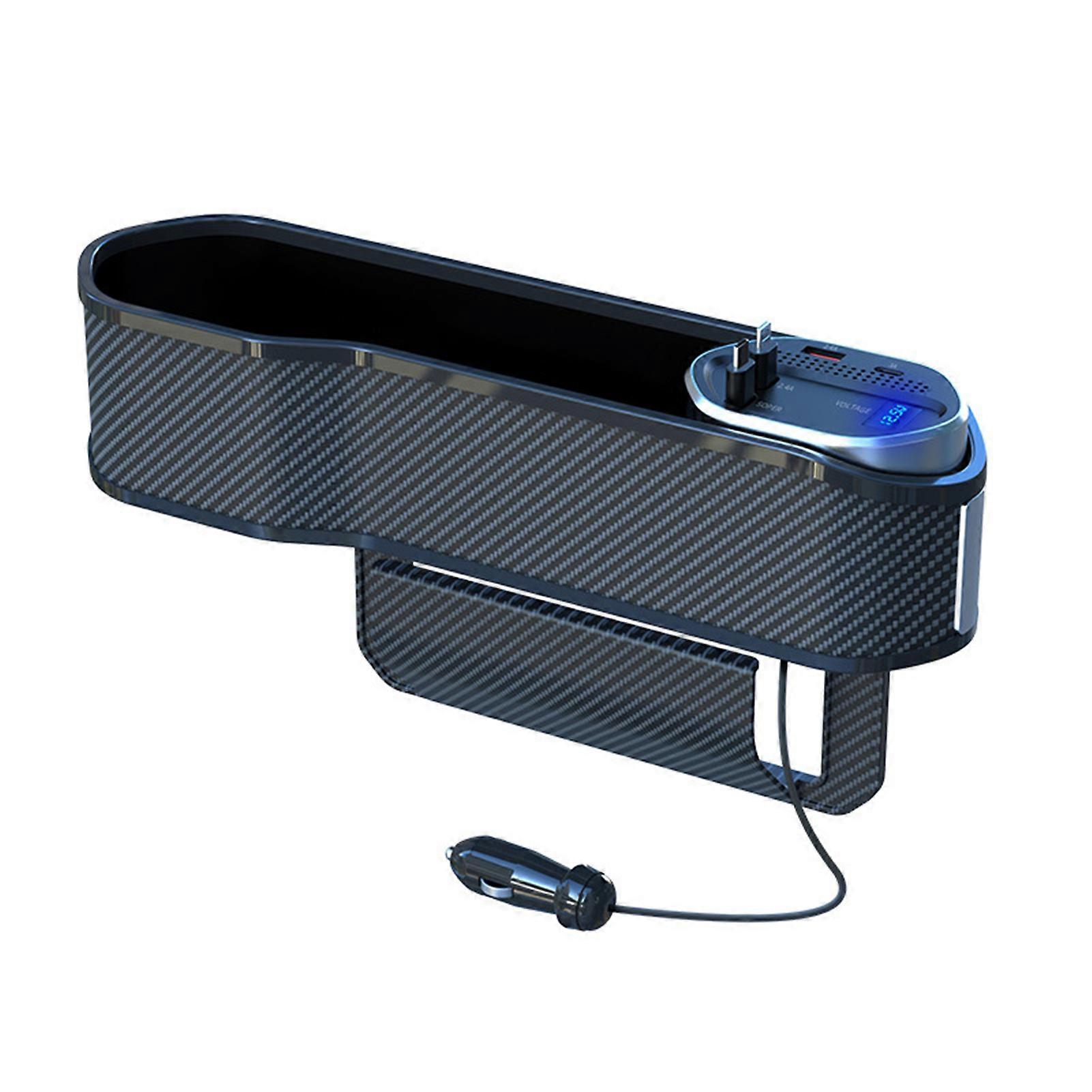 Car Seat Gap Filler Organizer with Cup Holder Large Capacity Easy to Install Universal USB Type-C Quick Charge Car Front Seat Box