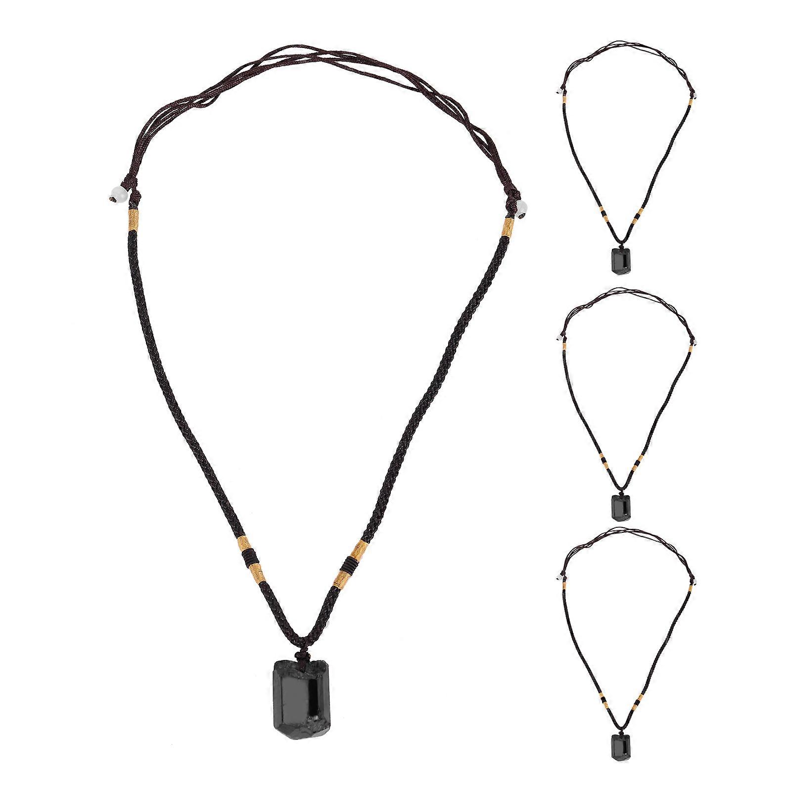 4Pcs Tourmaline Pendant Necklace Sweater Chain Adjustable Cord Cloth Accessory
