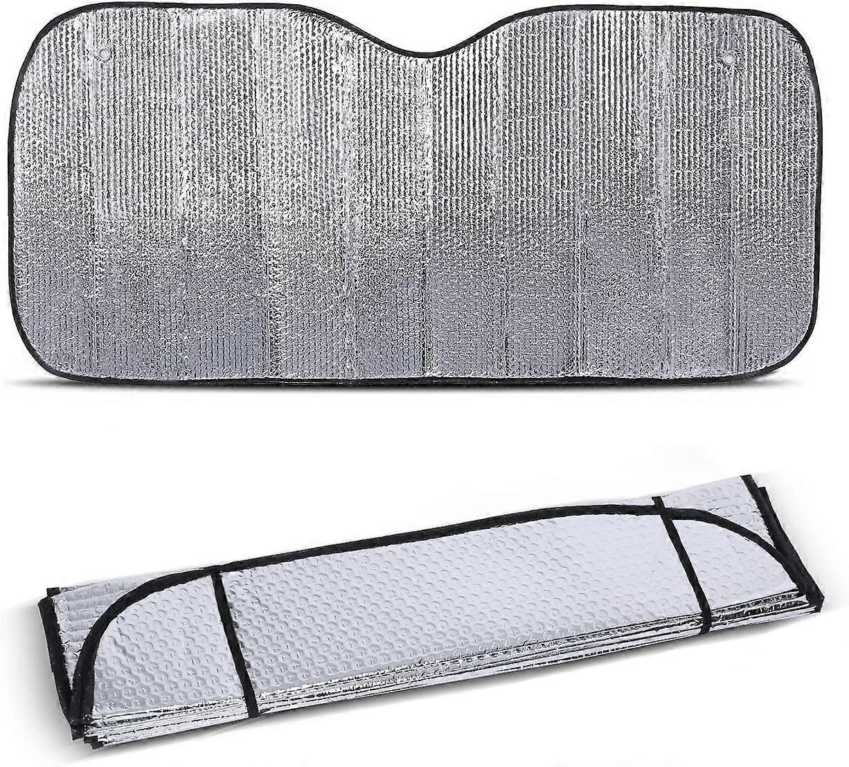Car Windshield Sun Shade, Universal Large Silver Heat Reflective Windshield Visor