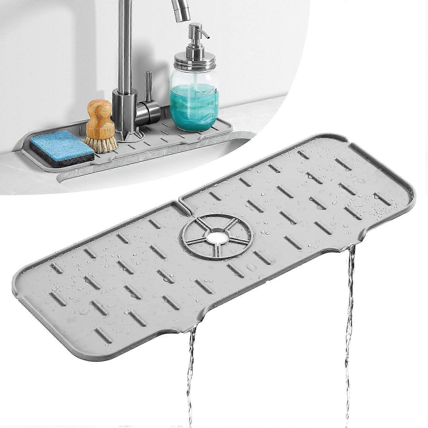 Fregadero de cocina de silicona Splash Mat, gris