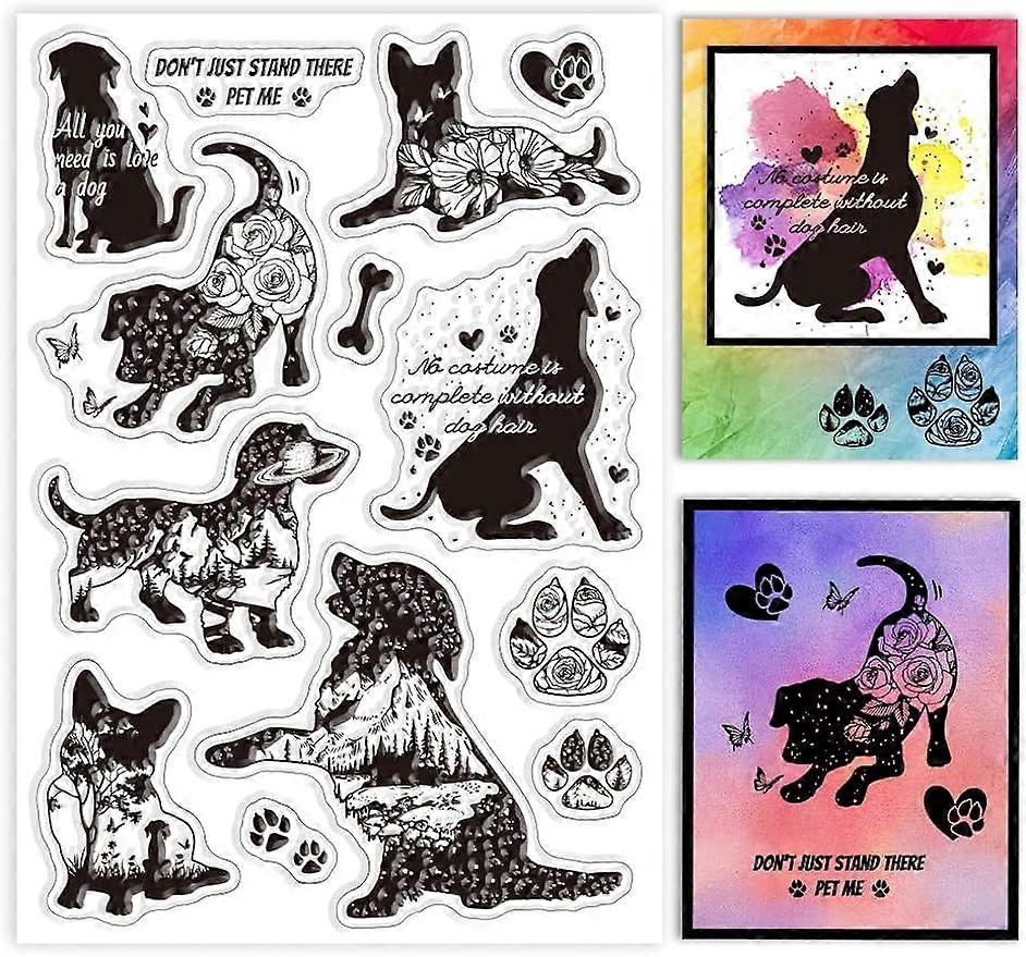 1Sheet Dog Silhouette Silicone Clear Stamp Seals