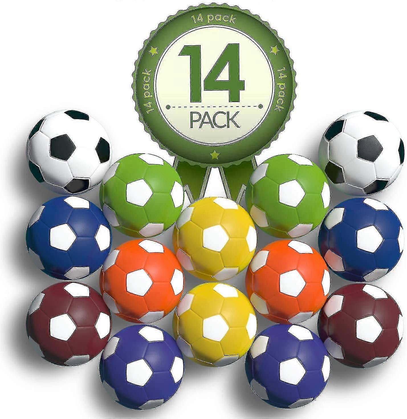 Colonel Foosball Table Replacement Foosballs- 14 Pack - 36mm Game Tabletop Size - Multi Colored Tabletop Soccer Balls