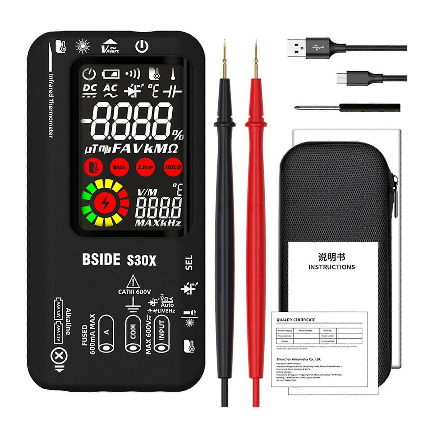 BSIDE LCD Digital Multimeter S30X DC/AC Voltage Capacitance Ohm Diode Tester fL Ft