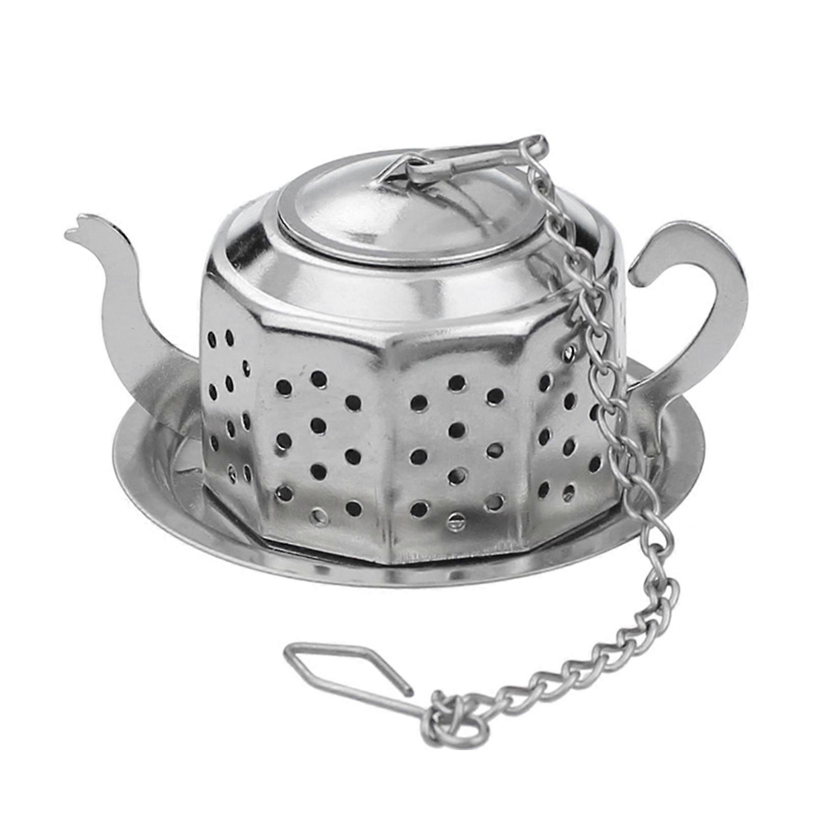 Silver Teapot Pattern Leaf Tea Infuser with Durable Encrypted Mesh Design for Coffee Leaf Tea or Mulling Spices