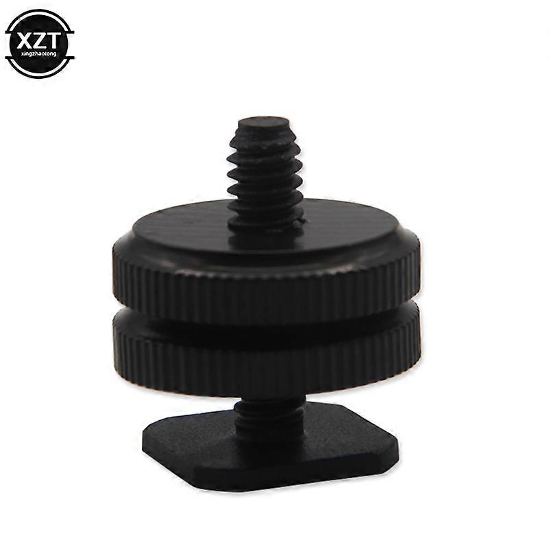 High Quality 1/4-quot; 3/8-quot; Dual Nuts Tripod Mount Screw Black To Flash Hot Shoe Adapter For Camera Studio Accessory