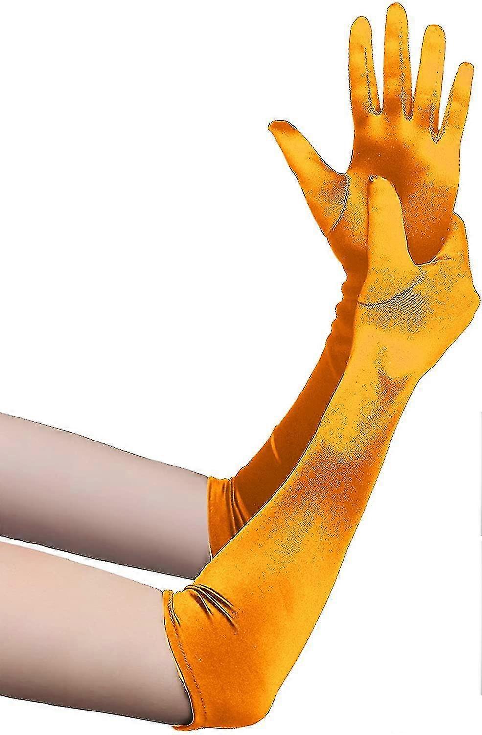 롱 오페라 파티 20 대 새틴 장갑 신축성 어른 사이즈 팔꿈치 길이