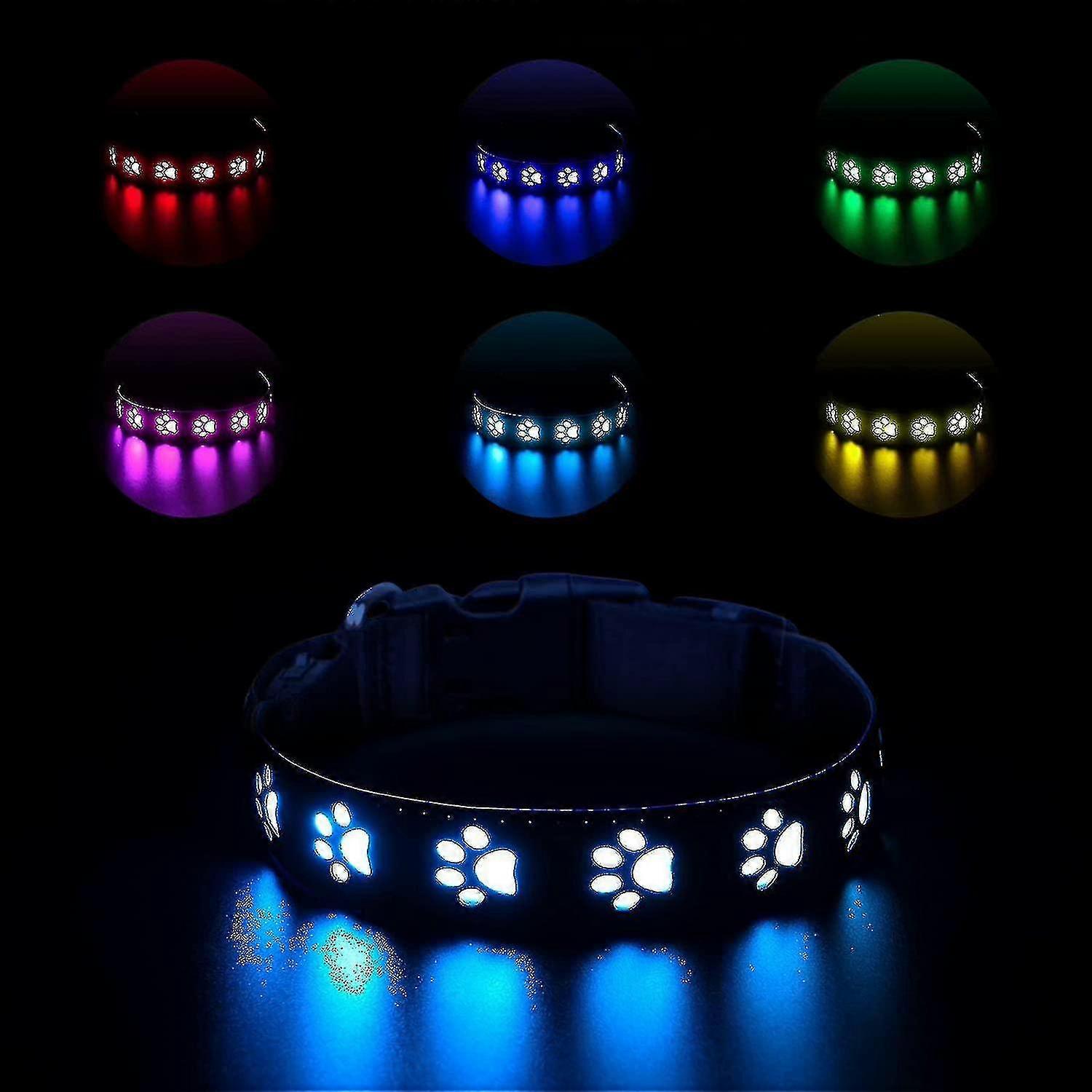 D Led Dog Collar, Usb Recharable [7 Modes] Up Dog Collar, And Nylon, , Makes Your Dog Visible And Safe