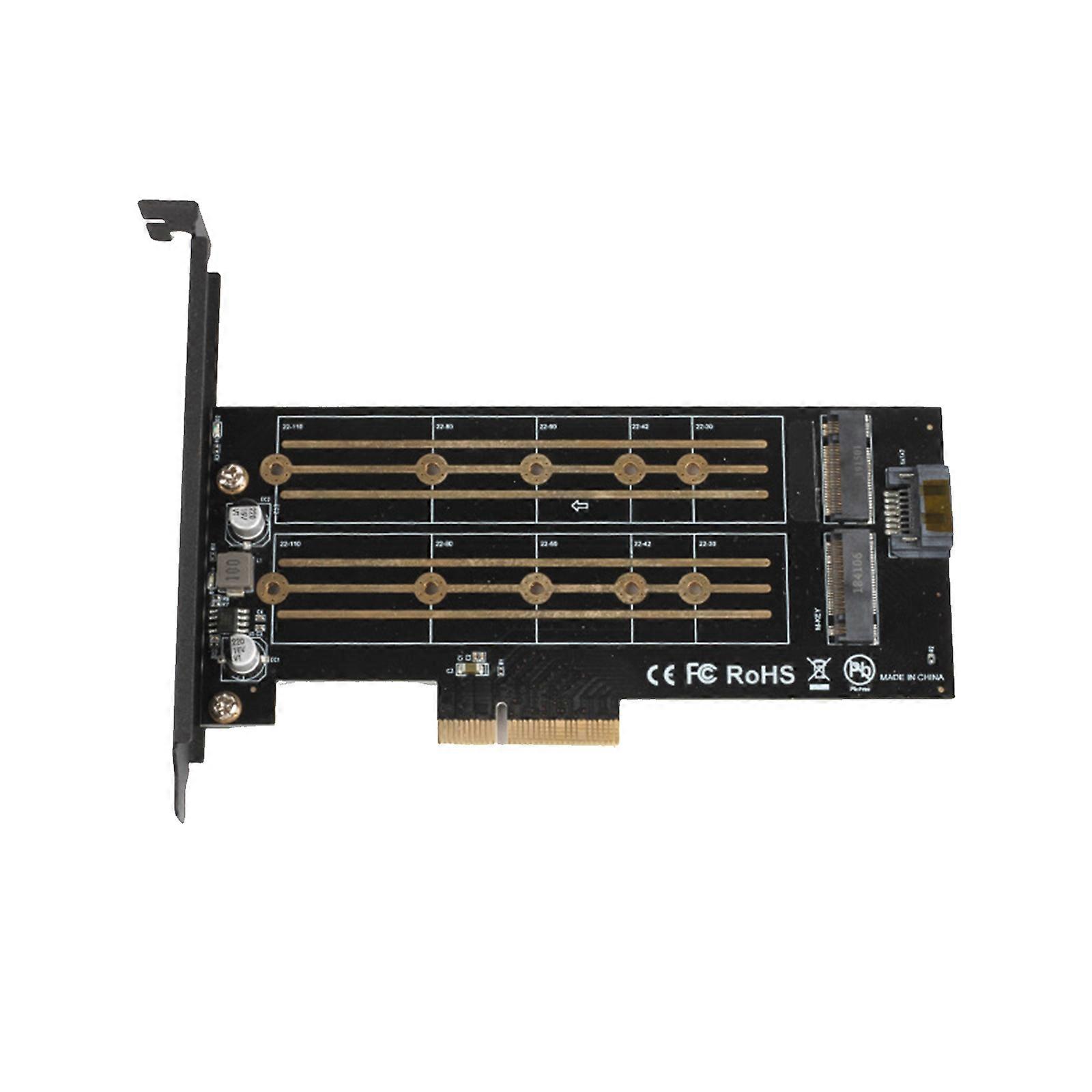 M.2 NGFF to Desktop PCIe x4 x8 x16 NVMe SATA Dual SSD PCI Express Adapter Card