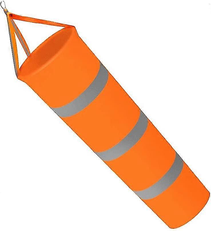 80cm Fluorescent Wind Sock In Orange Oxford Fabric With Silver Reflective Band To Indicate Wind Direction And Strength