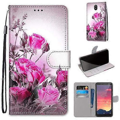 For Nokia C2 Coloured Drawing Cross Texture Horizontal Flip PU Leather Case