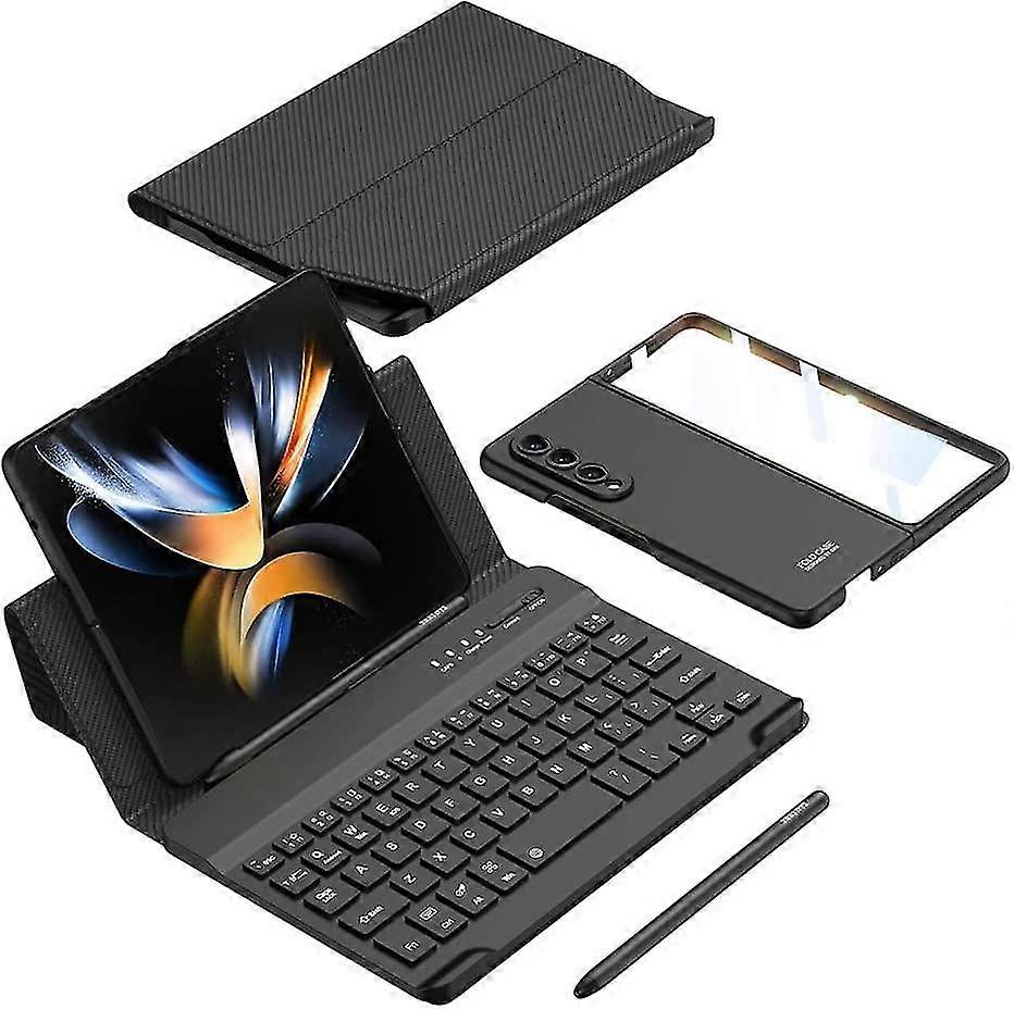 Case For Galaxy Z Fold 3 With Screen Protector, Phone Smart Accessories With Bluetooth Keyboard And Capacitive Pen, Portable Magnetic Keyboard Stand C