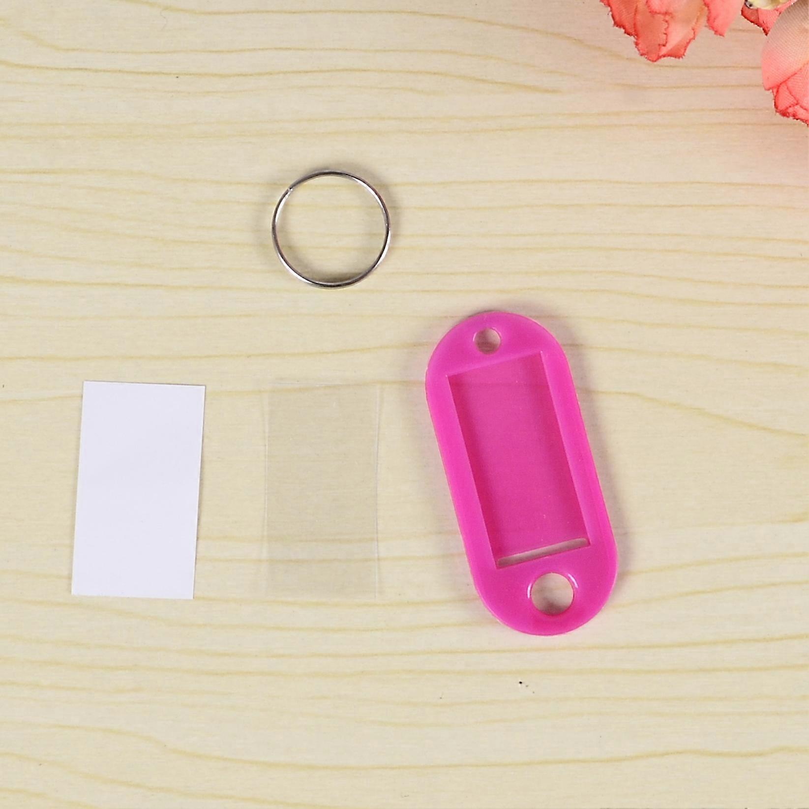 Key Tags - Colour Coded Plastic Key Tags - with Paper Label Inserts - Pack of 4 Split Rings