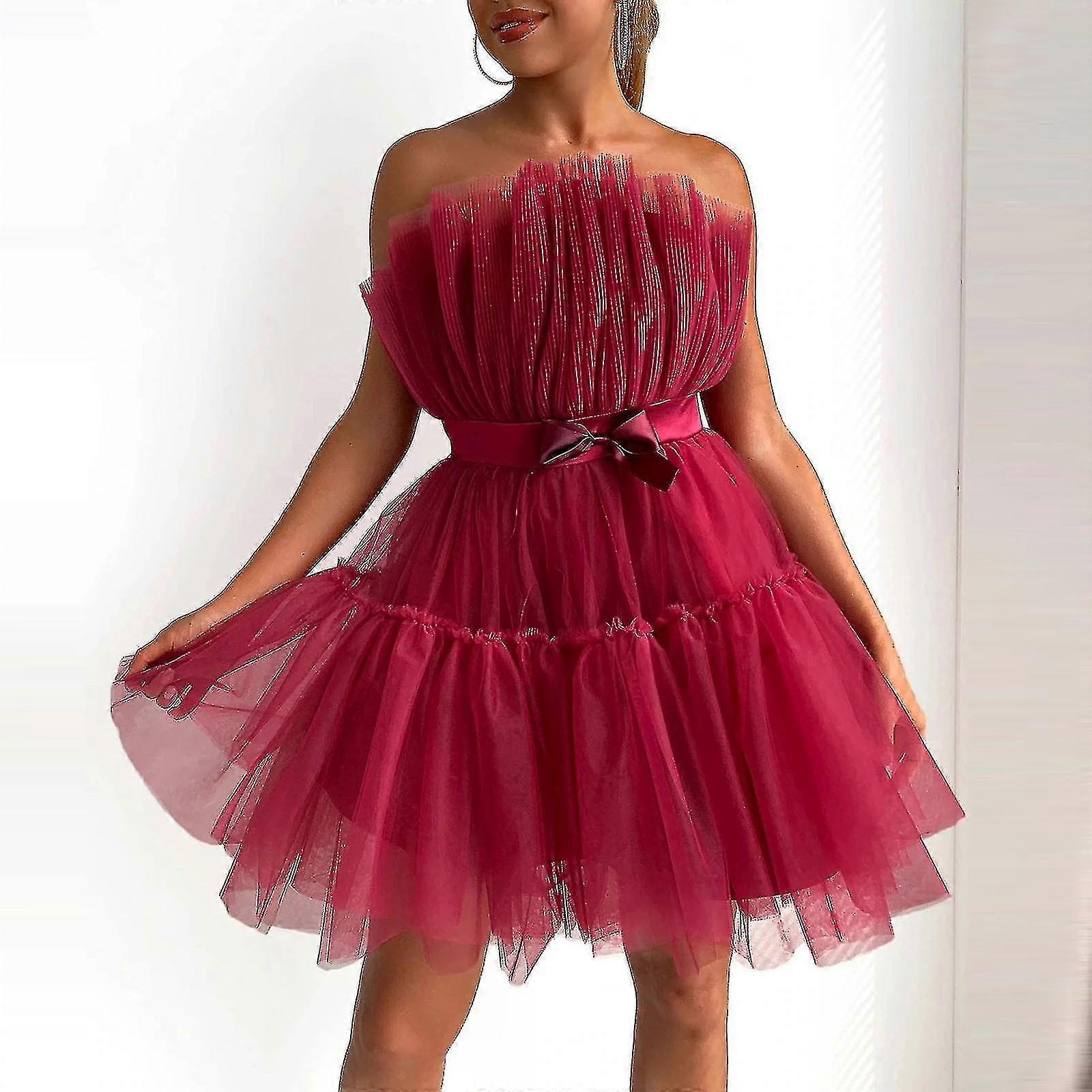 المرأة تول اللباس بلا أكمام فستان قصير الصلبة شبكة الأميرة ستيبليس حزب اللباس