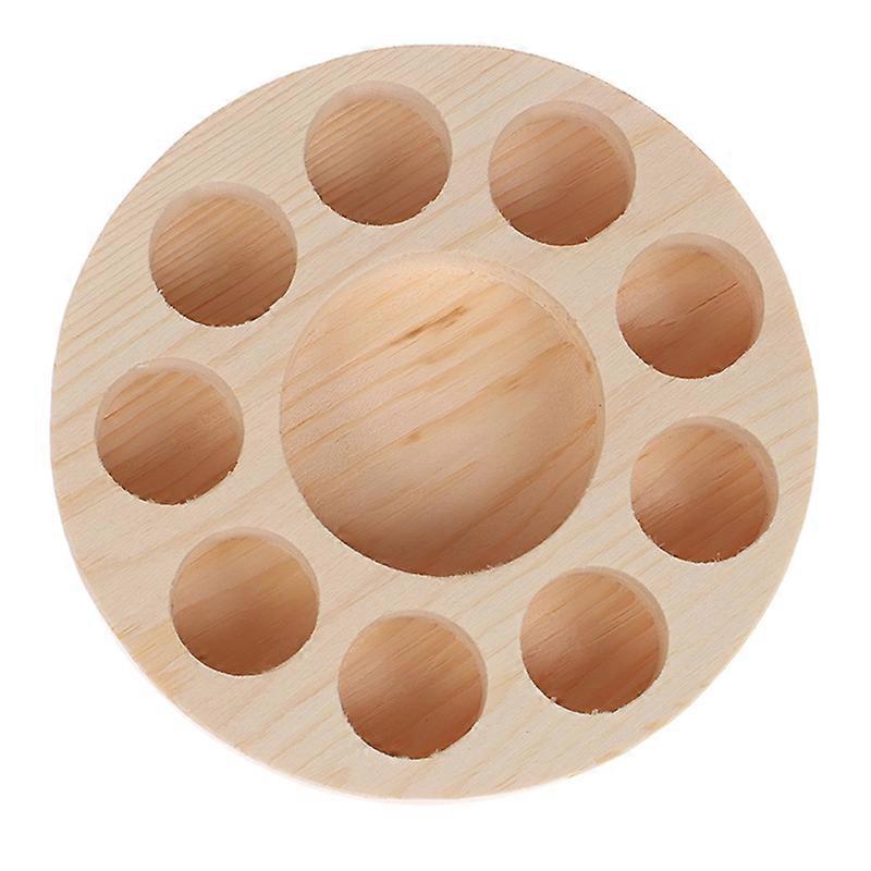 Essential Oil Display Stand Stable Space-saving Mini 9 Slots Round Wooden Essential Oil Shelf for Shopping Mall KAESI