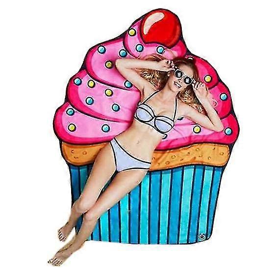 Round Cup Cake Design Beach Mat