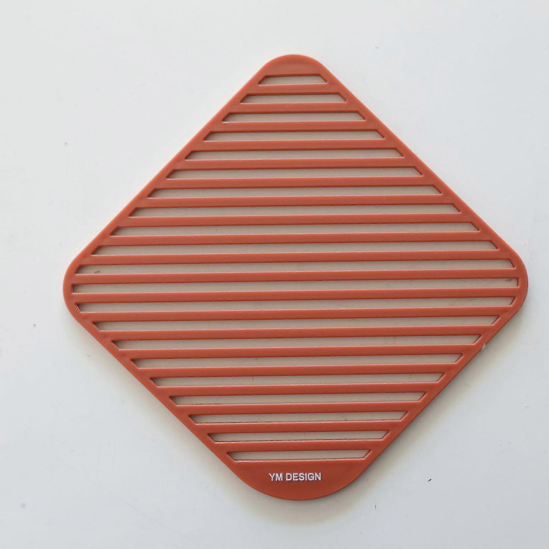 Cutout Cooling Placemat, Geometric Insulation Pad, Square Stripes, Red