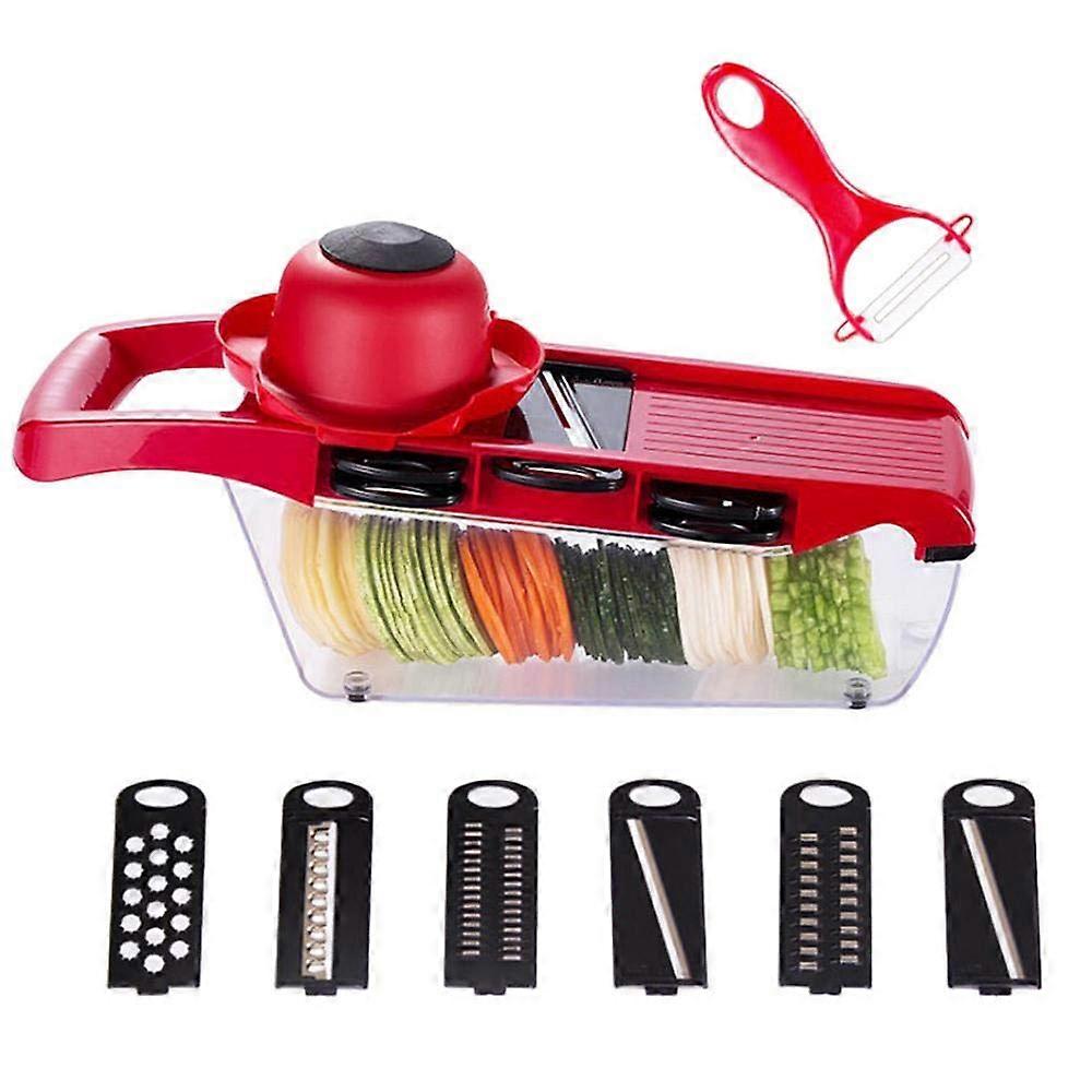 Slicer for Kitchen, Spiralizer Vegetable Slicer, Vegetable Slicer 6-in-1 Food Slicer, Onion Chopper Salad V Slicer Cutter - Vegetable Cutter