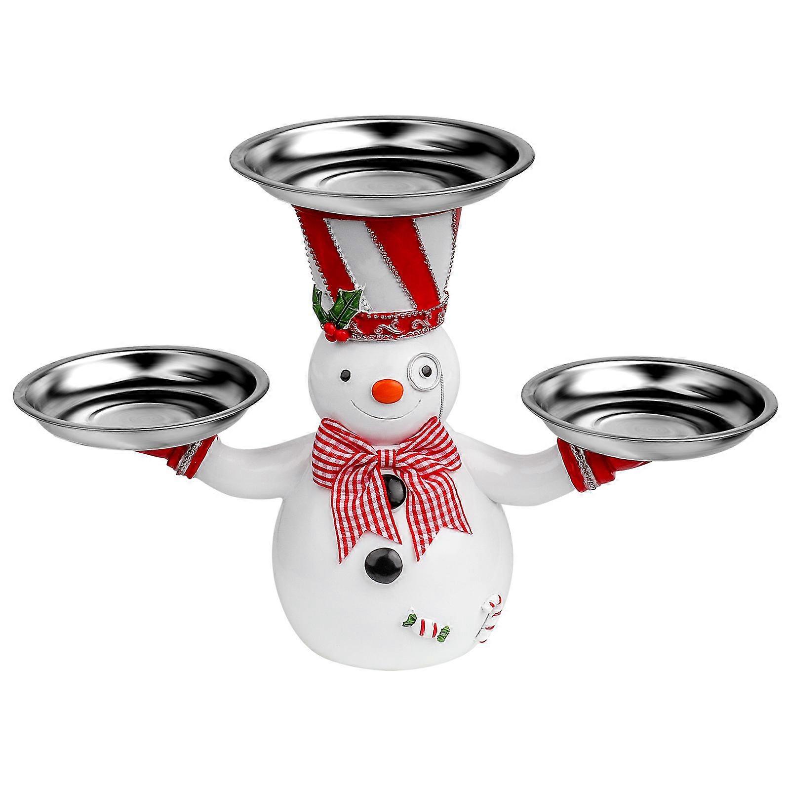 圣诞雪人糖果架圣诞老人手持托盘水果碗架树脂家庭派对食品零食储物架