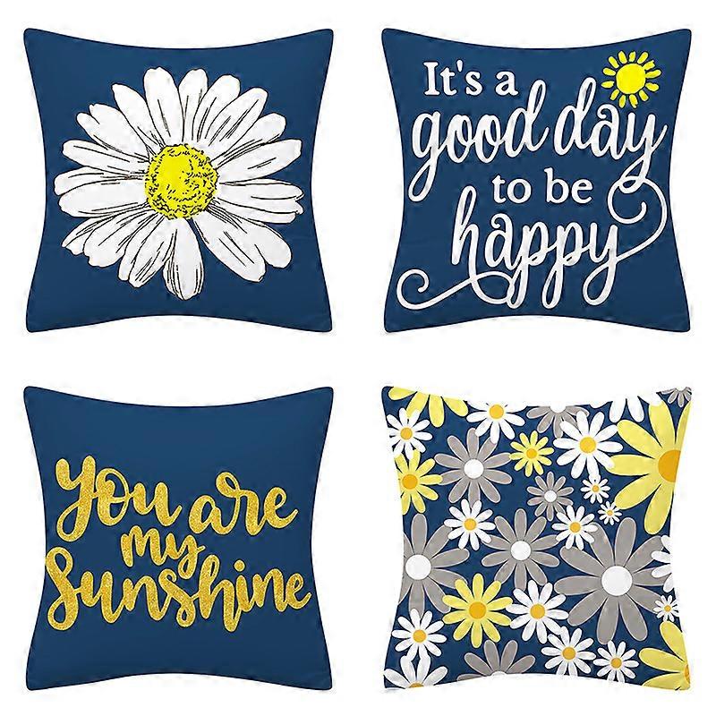 Set of  Throw Pillow Covers Modern Daisy