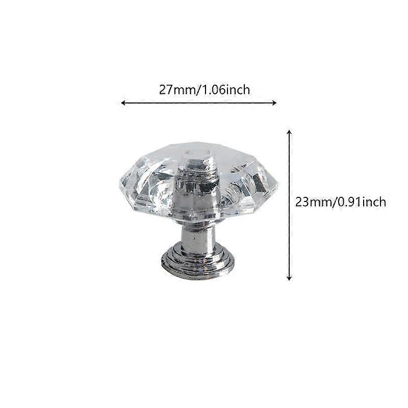 1PC Diamond Shape Acrylic Drawer Pulls Wardrobe Handle Cabinet Knobs Door Handle Single Hole Silver