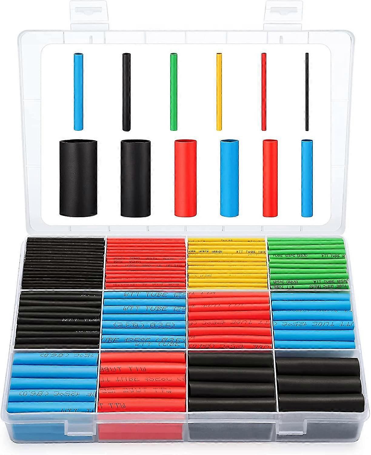 Heat Shrink Tubing 560 Pieces 2:1 Ratio Heat Shrink Tube, Electrical Insulation Heat Shrink Cable Tube Kit With Box (5 Colors / 12 Sizes)