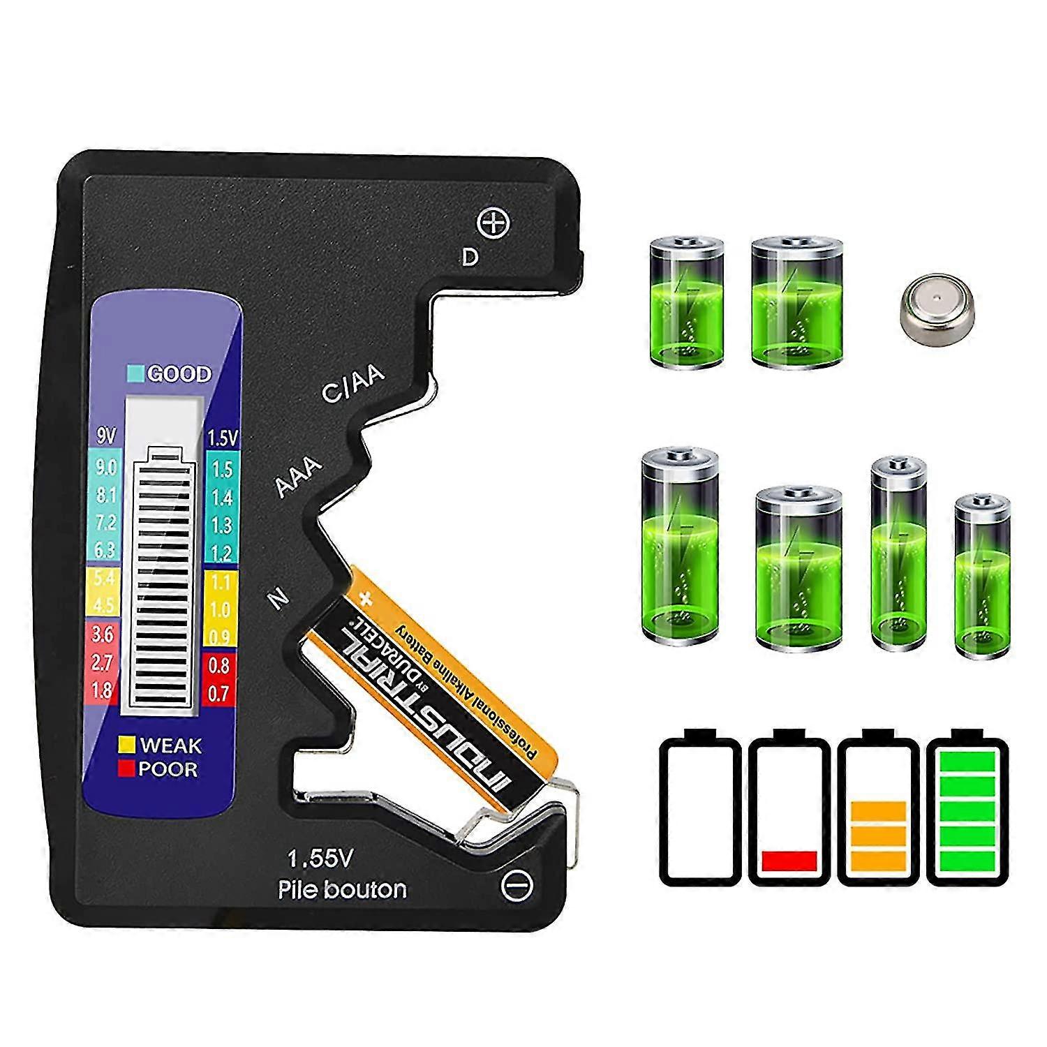 digital battery tester, universal lcd battery tester for aaa/aa/c/d button cell 1.5v-9v