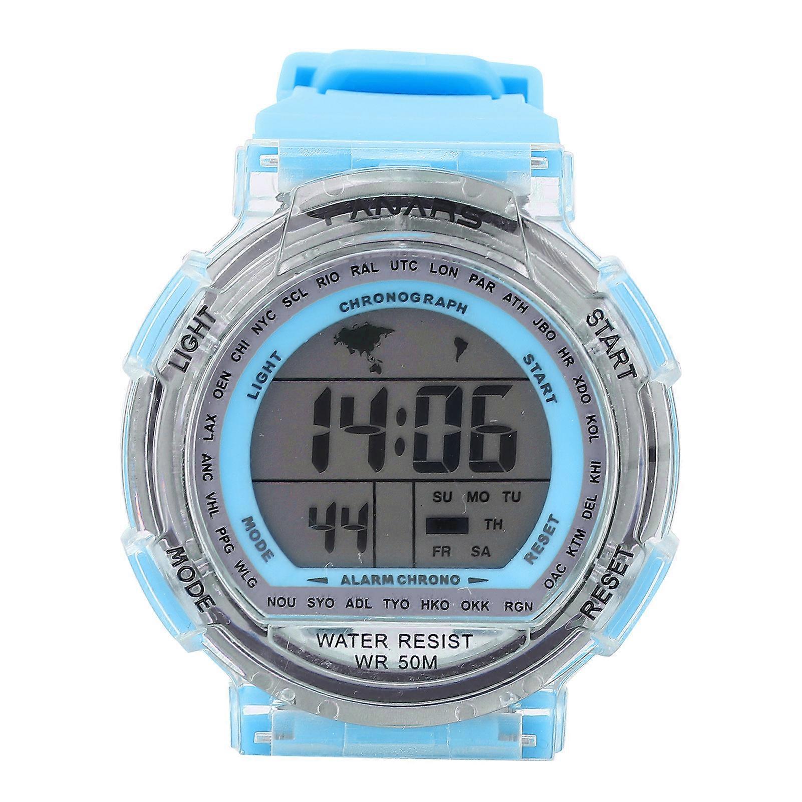 Light Electronic Watch Multifunction Waterproof Sports Colorful Luminous Digital WatchesBlue
