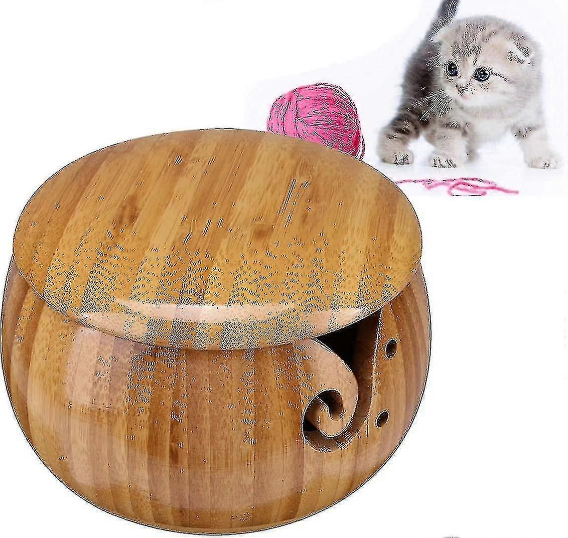 Wooden Yarn Storage Bowl, Handmade Wooden Weaving Thread Bowl