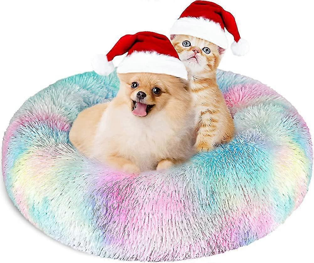 Donut Dog Cat Bed 60cm Self-warming & Washable Puppy Bed Deluxe Round Soft Plush