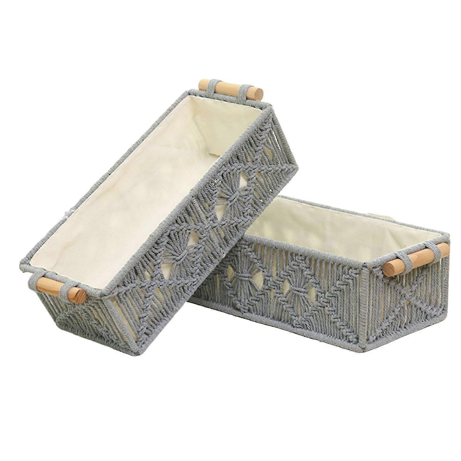 Woven Storage Box Eco-friendly Cotton Thread Tray Bedroom Kitchen Bathroom