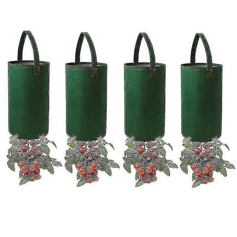 4pcs-upside Down Tomato Planter(requires Plants,soil And Fertilizer, Not Included) Sturdy Hanging Handle Thickened Breathable Felt Cloth