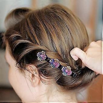 Three Flower Side Hair Clip, Women Side Hair Clip, Satin Fabric