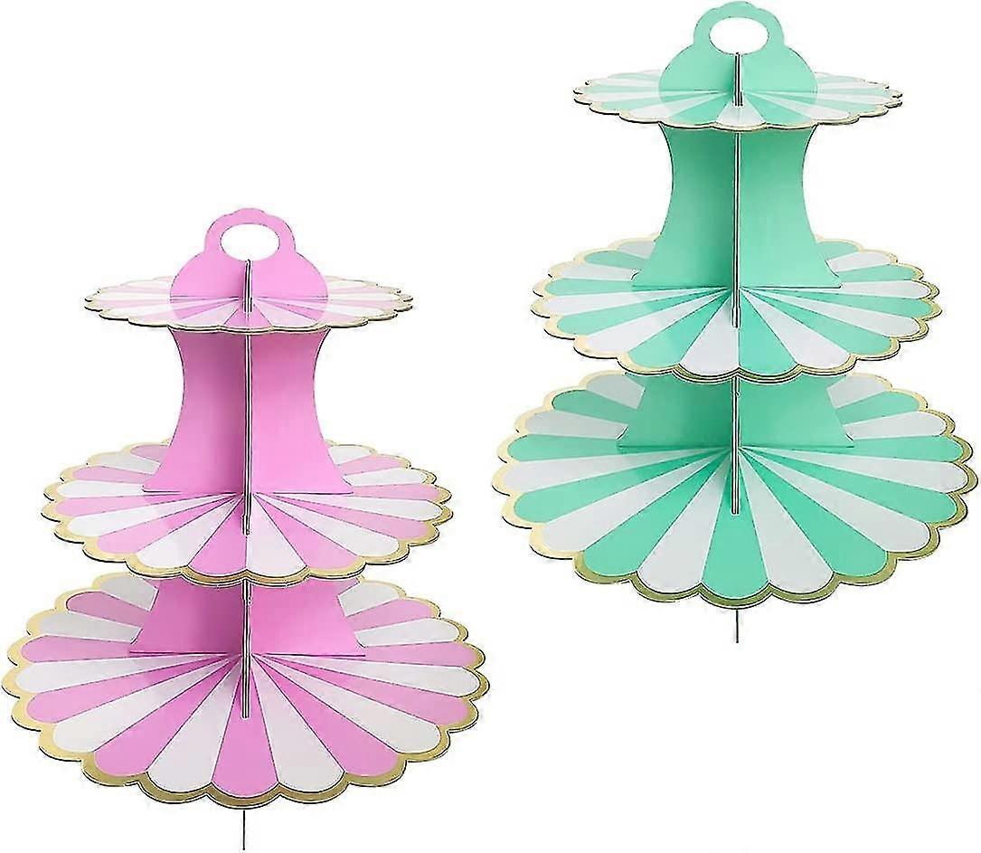 2 Pcs 3 Tiers Cake Display Stand