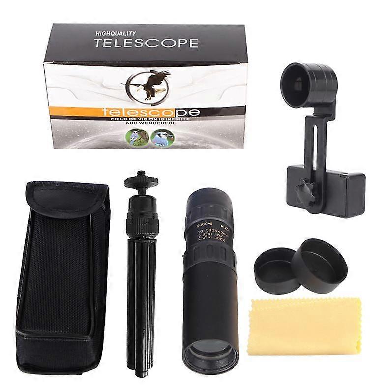 Hd Zoom 10-300X40 Portable High Power Monocular Telescope with Tripod&phone Holder for Hunting Camping Bird Watching Telescope
