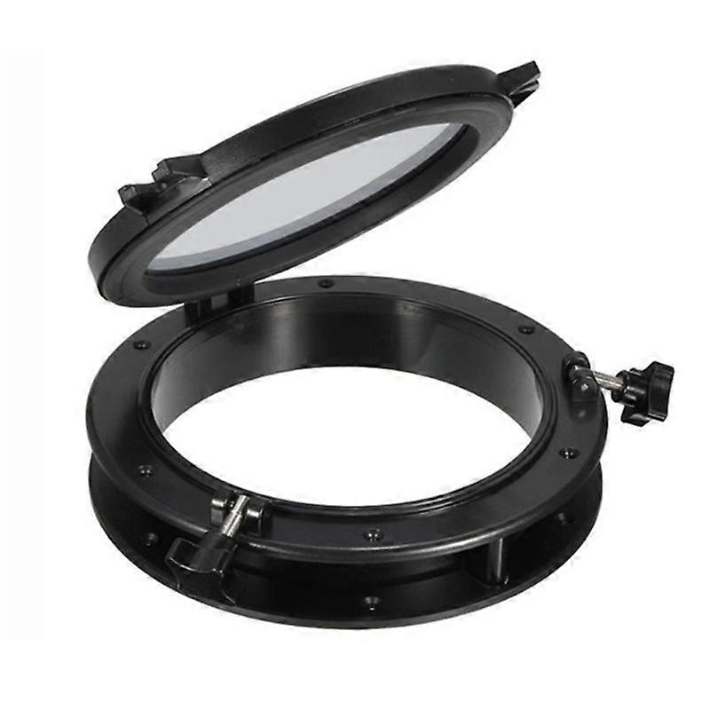 Czarne okrągłe iluminatory Plastikowe włazy Porty Światła Otwieranie okna 8 cali 21 cm (21,5 cm) Łódź morska RV SFPP1-01 SFPP2-01