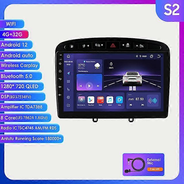 9Inch 2Din Android 12 Car Radio Multimedia Video Player for Peugeot 308 308SW 408 2012-2020 Autoradio Carplay 4G-LTE GPS DSP IPS