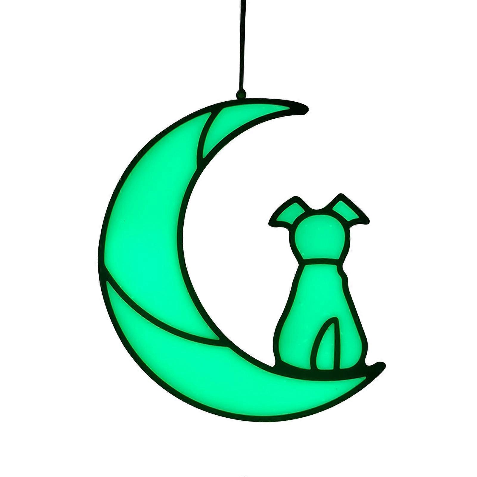 2023 NEW,Blue Cat Decor on White Moon Stained Glass Window Hanging Suncatcher,Hot