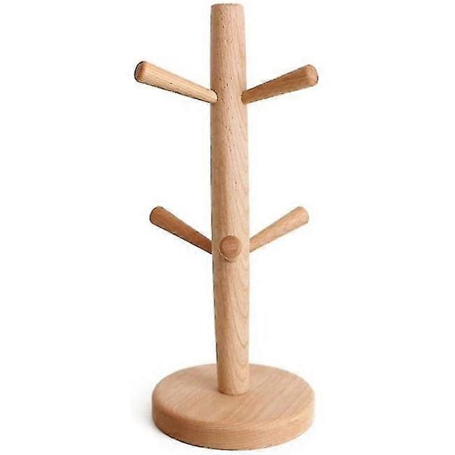 Wooden cup holder, can hold 6 cups, Clothes rack Clothes rack, Height: Approx. 31 cm