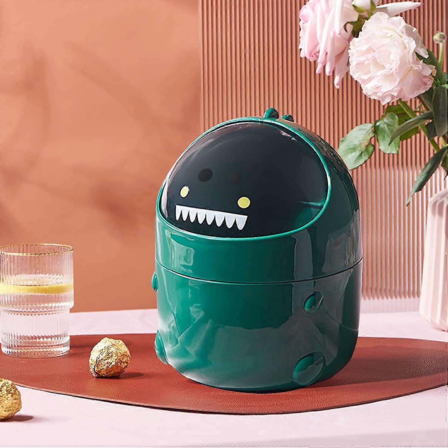 Mini Desktop Trash Can with Lid, Cute Little Dinosaur Countertop Garbage Bin