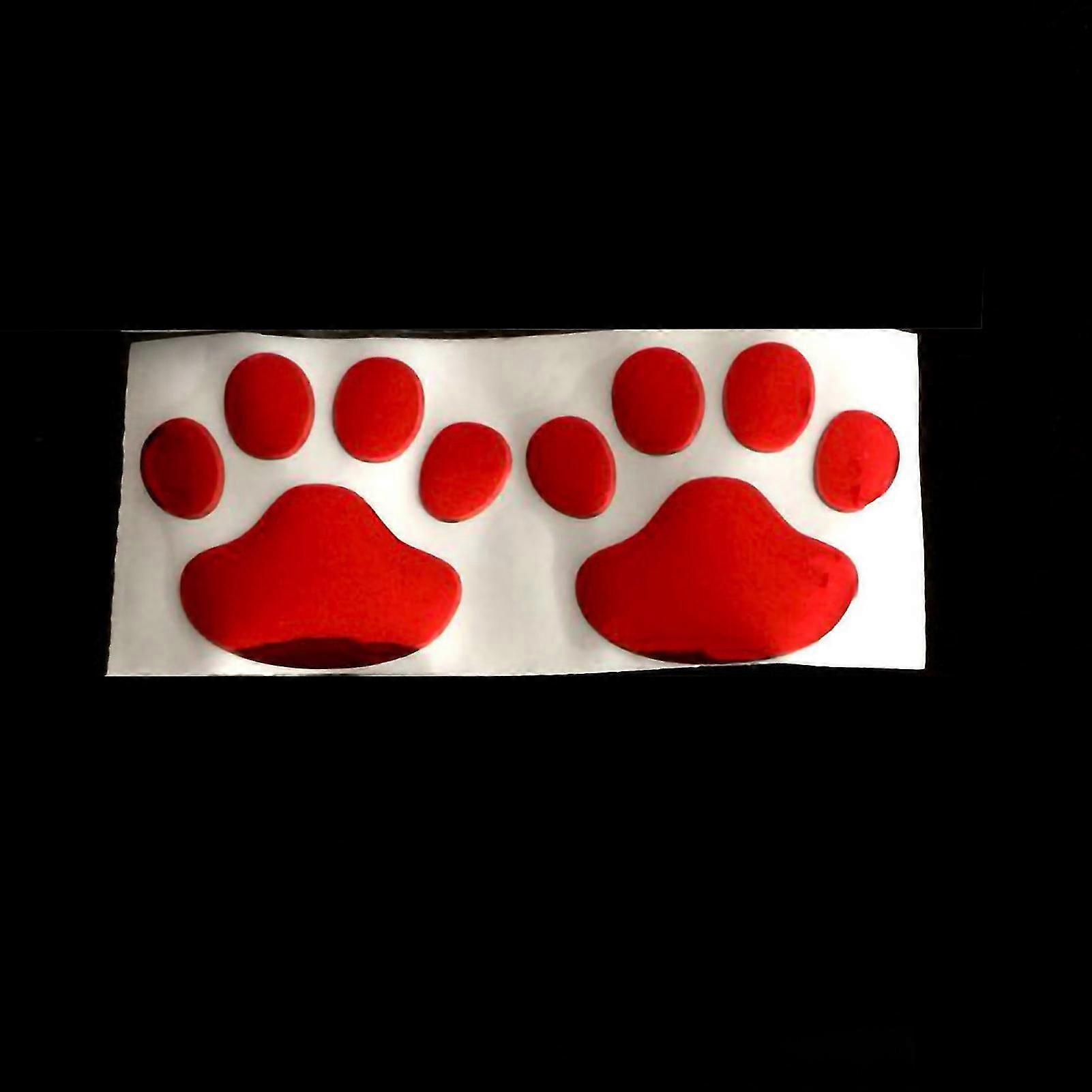 2pcs Red Universal PVC Dog Paw Footprint Car Emblem Sticker - Exterior Decoration Accessories