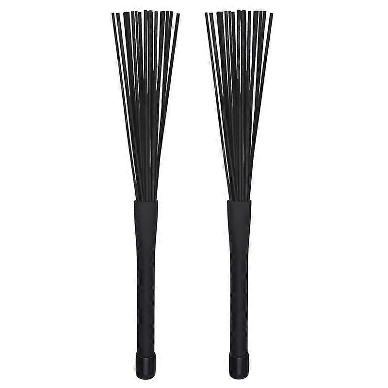 1 Pair Jazz Drum Brushes Retractable Drum Sticks 32 Cm Black