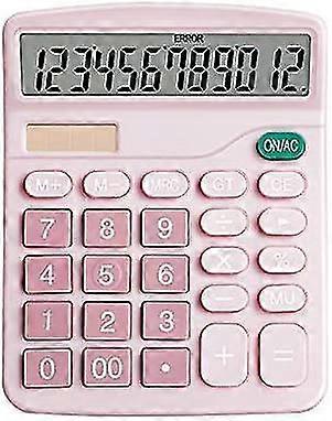 Desktop Solar Calculator - 12 Digit Display - Accounting Tool For Office, Home, School - Pink