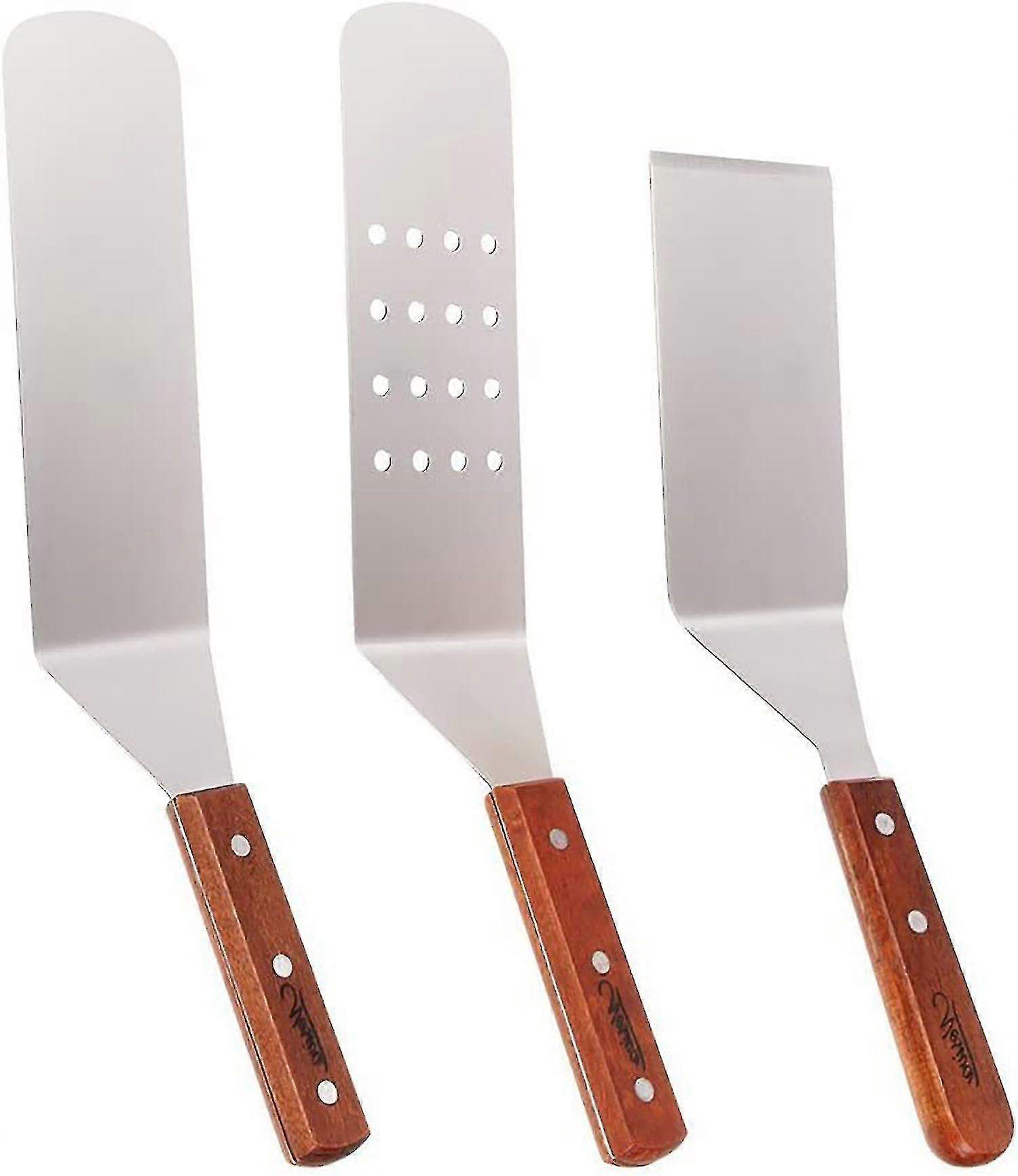 Edelstahl Spatel Set Kochen & Grillen Utensilien Glatte & Perforierte Spatel 3pcs