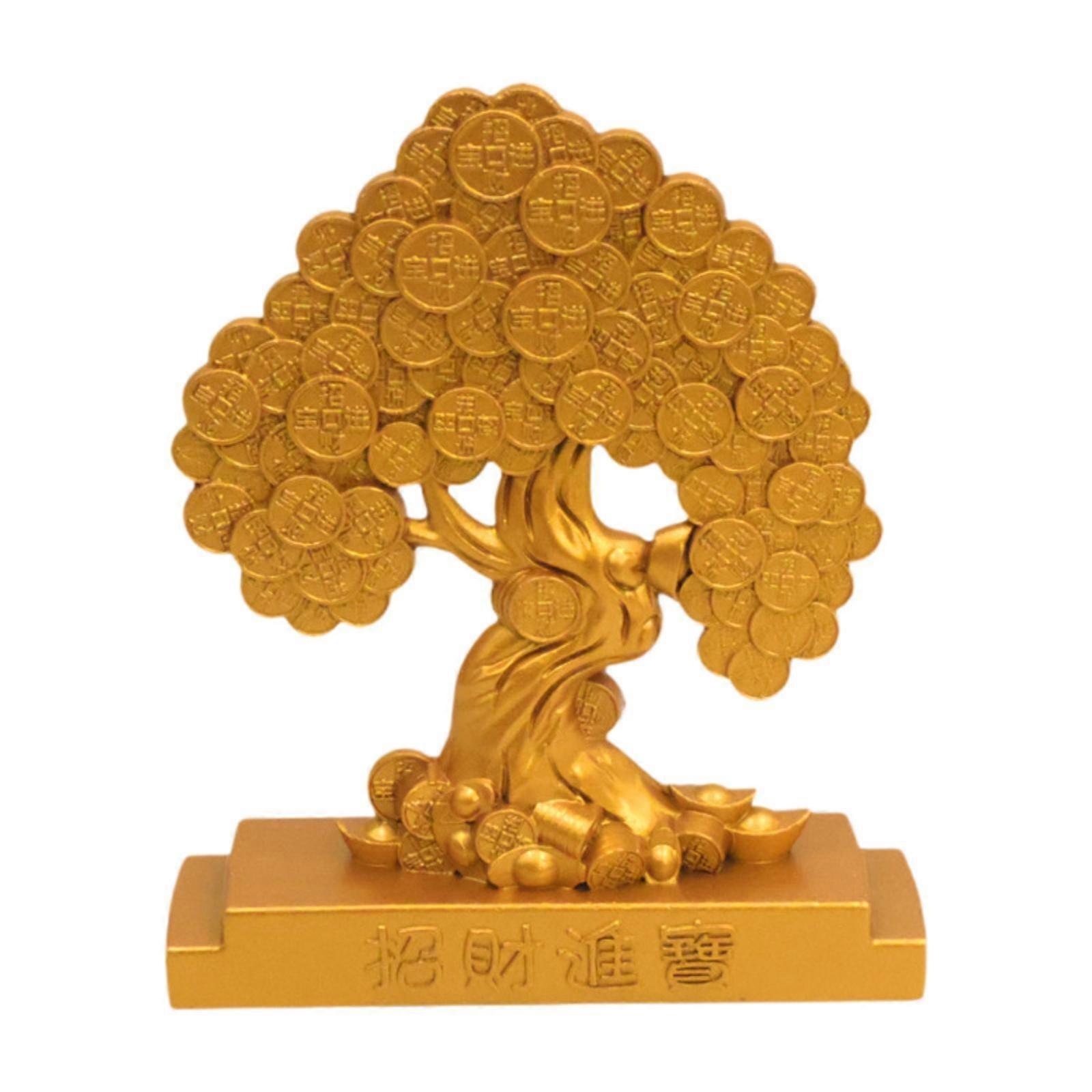 Wealth Figurine Good Fortune Sculpture Store Miniature Shop Feng Shui Statue Rectangle Based Tree