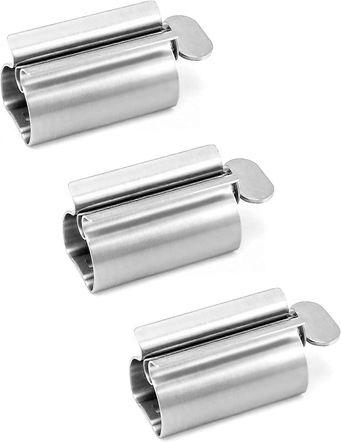 3pcs toothpaste tube squeezer, stainless steel toothpaste squeezer with stand function, saves toothpaste
