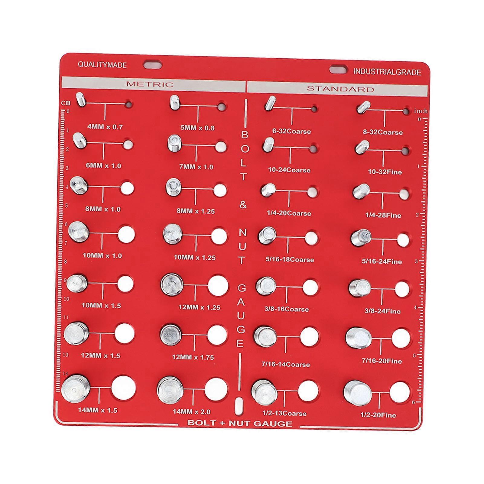 28 Hole Bolt Nut Identifier Gauge Metric Aluminum Alloy Nut Bolt Thread Checker for DIY Buffs