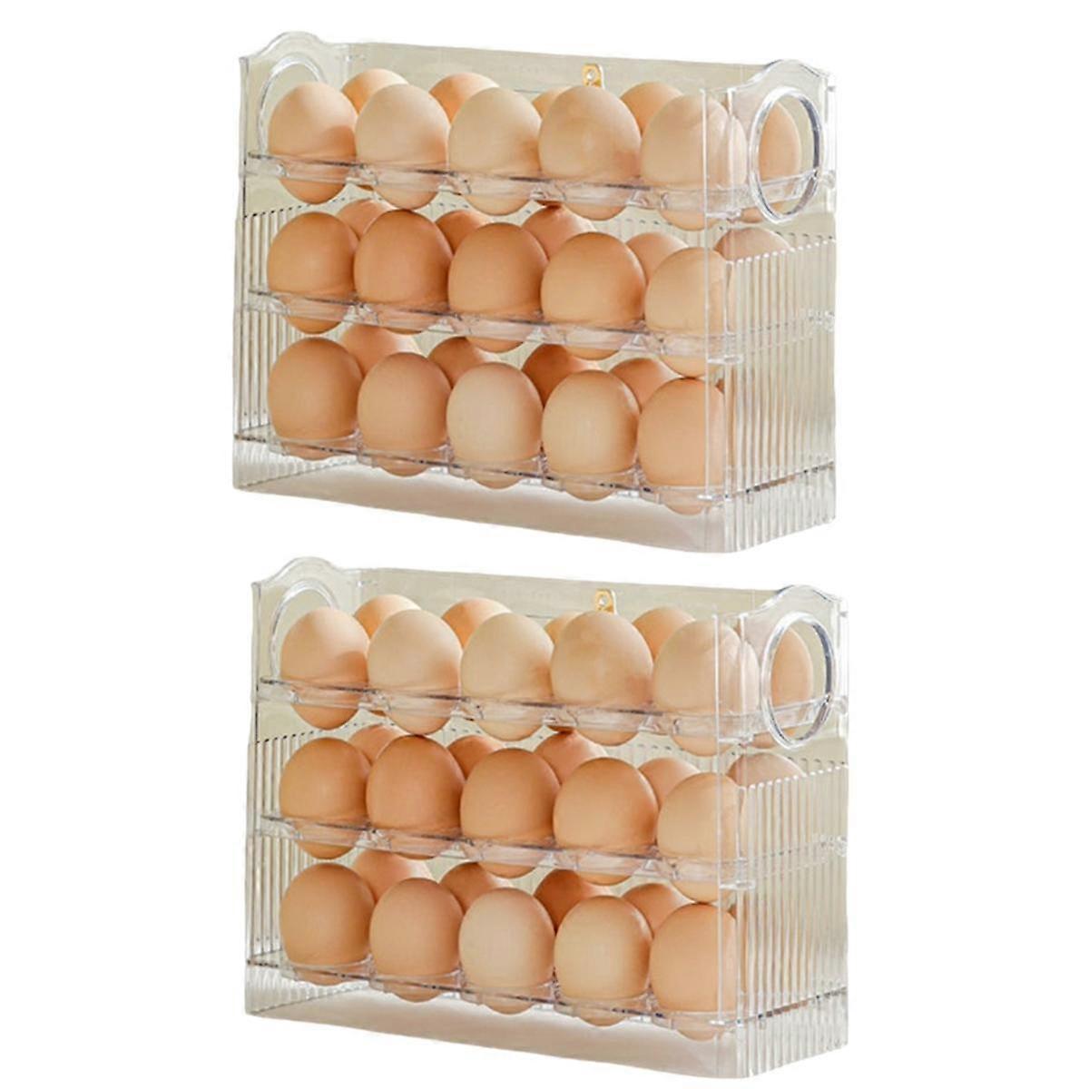 Refrigerator Egg Rack Flip Fridge Door Egg Storage Rack Tray Container Space Saving Egg Storage Box Rack White