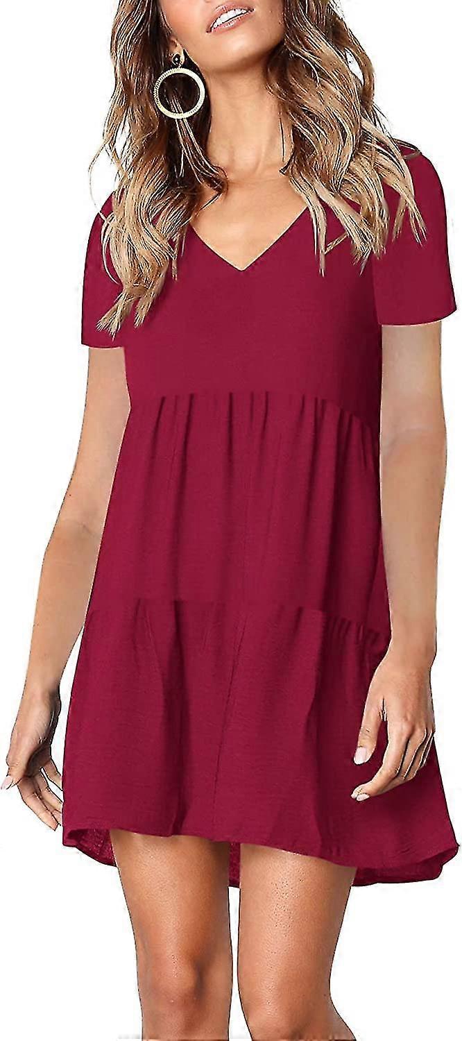 Femmes Tunique V Cou Décontracté Loose Flowy Swing Shift Es